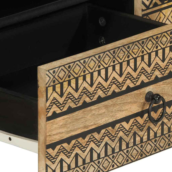 Schwarzer TV-Schrank Hortenziu 105x33,5x46cm (Massivholz Mango)