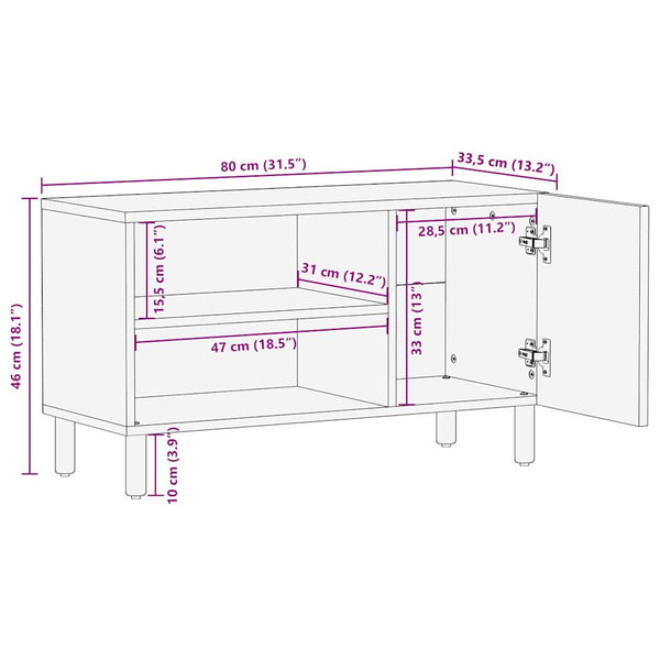 Schwarzer TV-Schrank Contina 80x33,5x46cm (Mangoholz massiv)