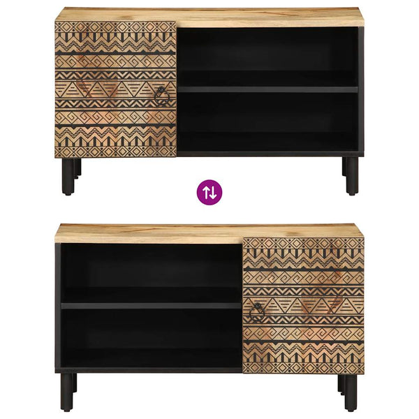 Schwarzer TV-Schrank Contina 80x33,5x46cm (Mangoholz massiv)