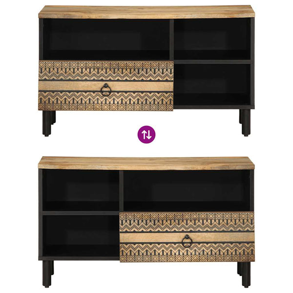 Schwarzer TV-Schrank Sotiris 80x33,5x46cm (Massivholz Mango)