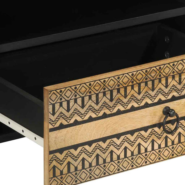 Schwarzer TV-Schrank Sotiris 80x33,5x46cm (Massivholz Mango)