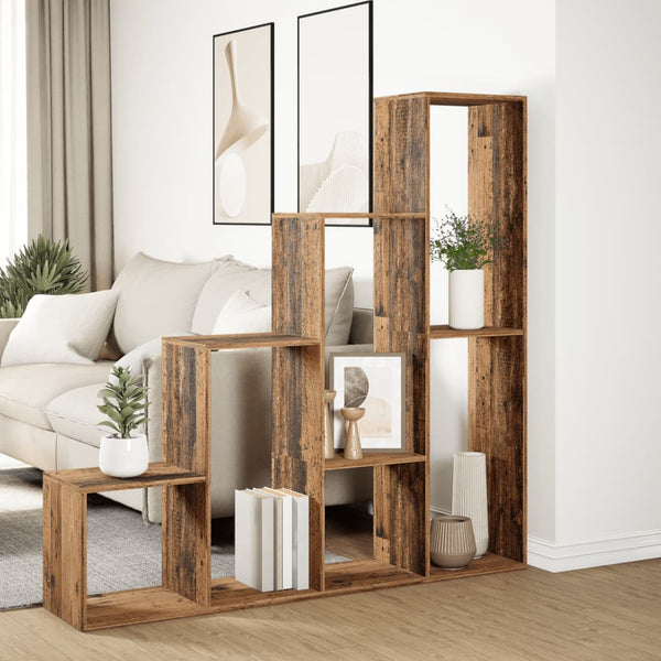Raumteiler Imelda 143,5x29x143,5cm (4 Ebenen Altholz, Holz)