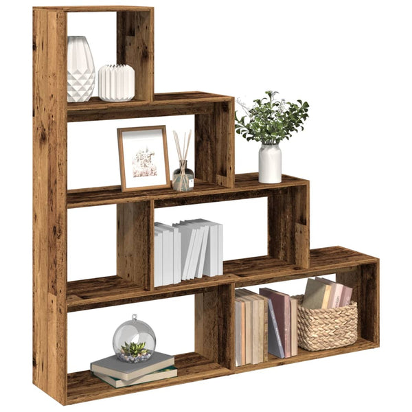 Raumteiler Imelda 143,5x29x143,5cm (4 Ebenen Altholz, Holz)