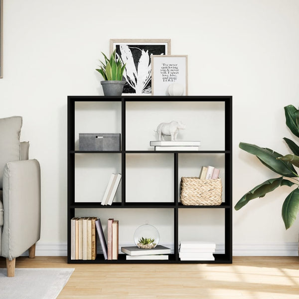Schwarzer Raumteiler/Bücherregal Norhan 102x29x103,5cm (Holz)