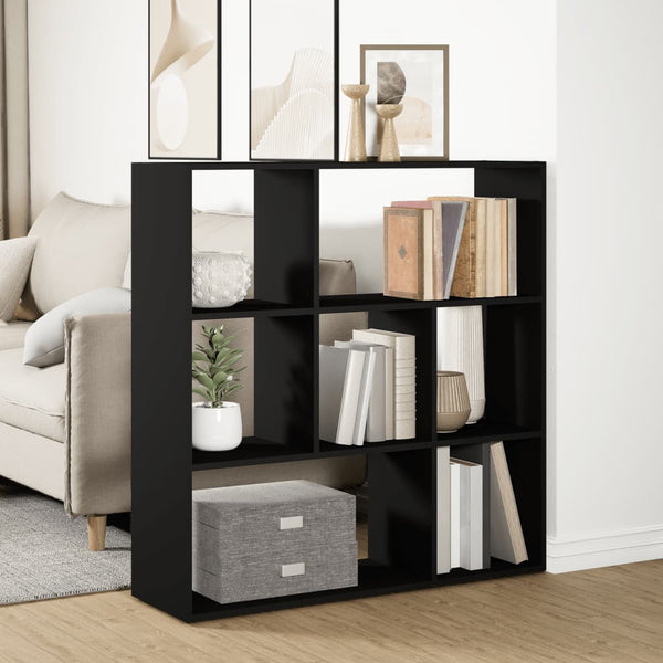 Schwarzer Raumteiler/Bücherregal Norhan 102x29x103,5cm (Holz)