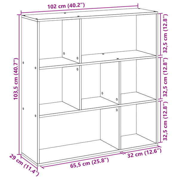 Schwarzer Raumteiler/Bücherregal Norhan 102x29x103,5cm (Holz)