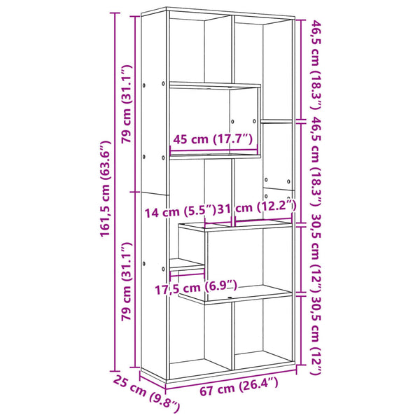 Raumteiler/Bücherregal Sonoma Ghizzela 67x25x161,5cm (Holz)