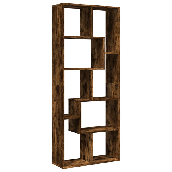 Raumeiler/Bücherregal Ghizzela aus geräucherter Eiche 67x25x161,5cm (Holz)