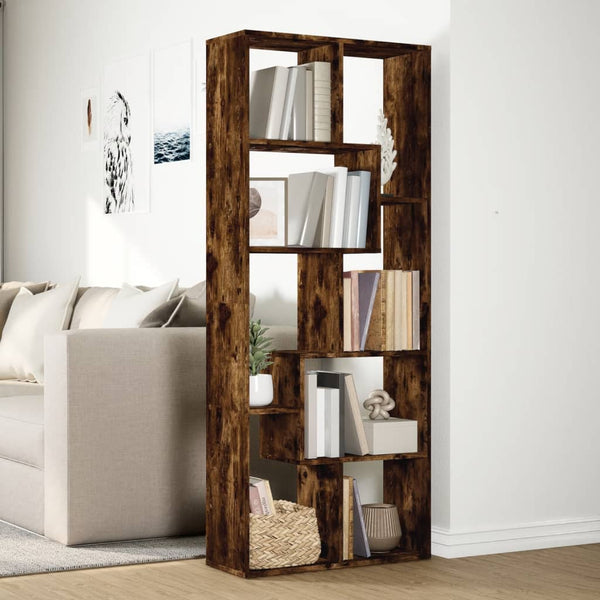 Raumeiler/Bücherregal Ghizzela aus geräucherter Eiche 67x25x161,5cm (Holz)