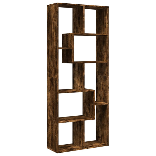Raumeiler/Bücherregal Ghizzela aus geräucherter Eiche 67x25x161,5cm (Holz)