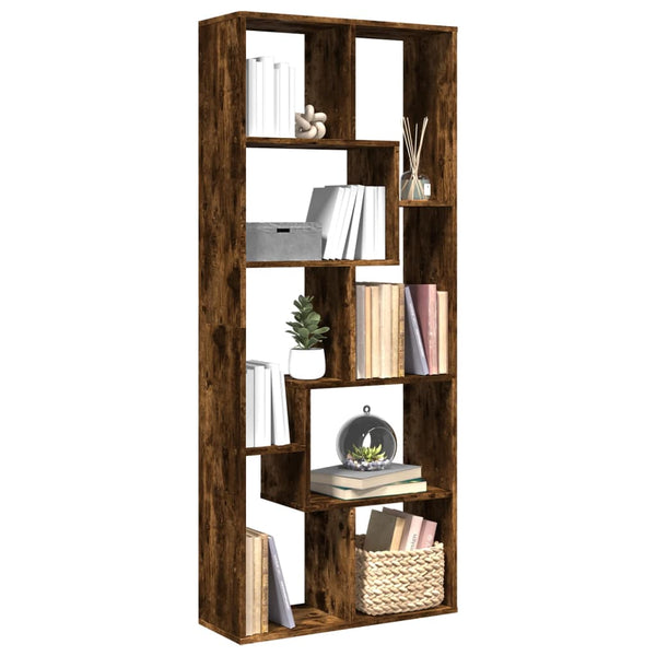 Raumeiler/Bücherregal Ghizzela aus geräucherter Eiche 67x25x161,5cm (Holz)