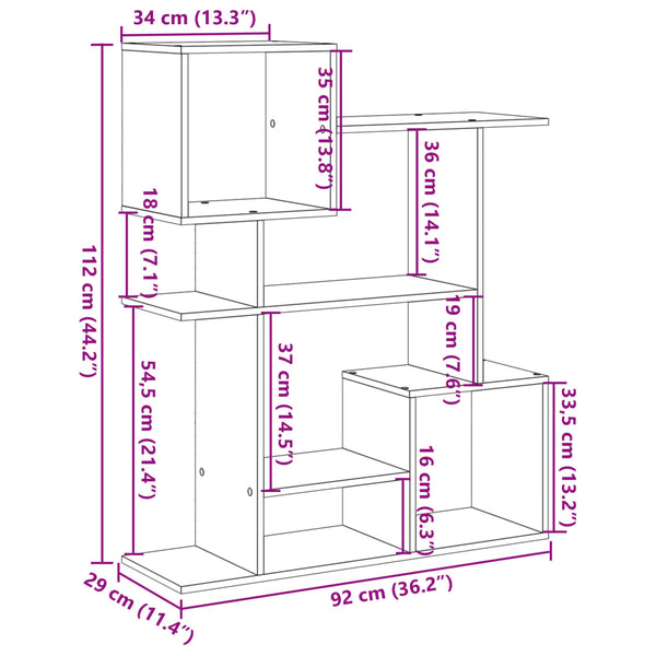Sonoma Eiche Raumteiler/Bücherregal Adelhaida 92x29x112cm (Holz)