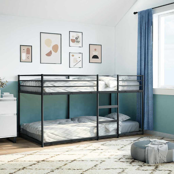 Schwarzes Etagenbett ohne Matratze Tasinica 90x200cm (Stahl)