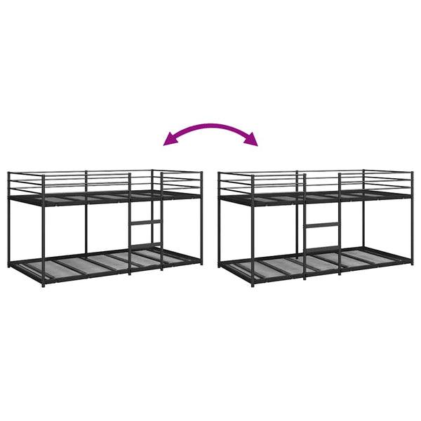 Schwarzes Etagenbett ohne Matratze Tasinica 90x200cm (Stahl)