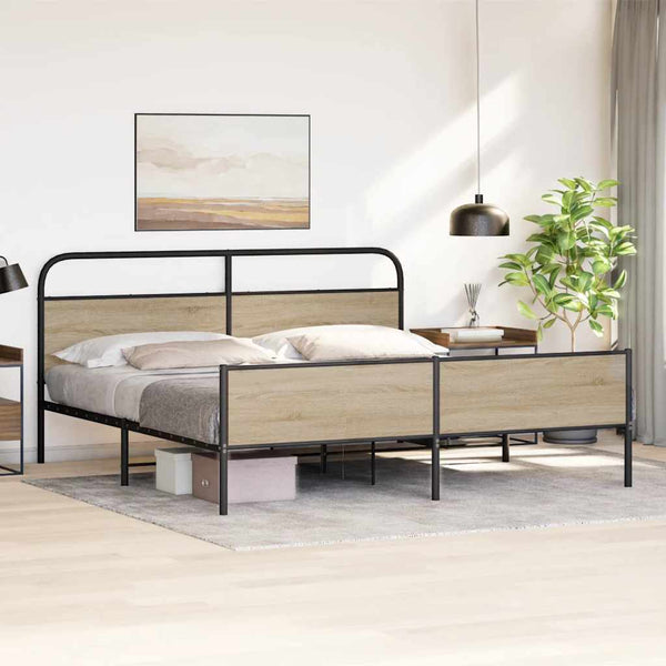 Sängynrunko Mirci 193x203cm savutammesta metallista