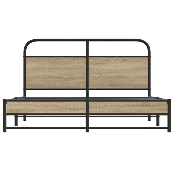 Bettgestell Mirci, Räuchereiche mit Metall, Größe 160x200cm