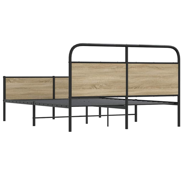 Bettgestell Mirci, Räuchereiche mit Metall, Größe 160x200cm
