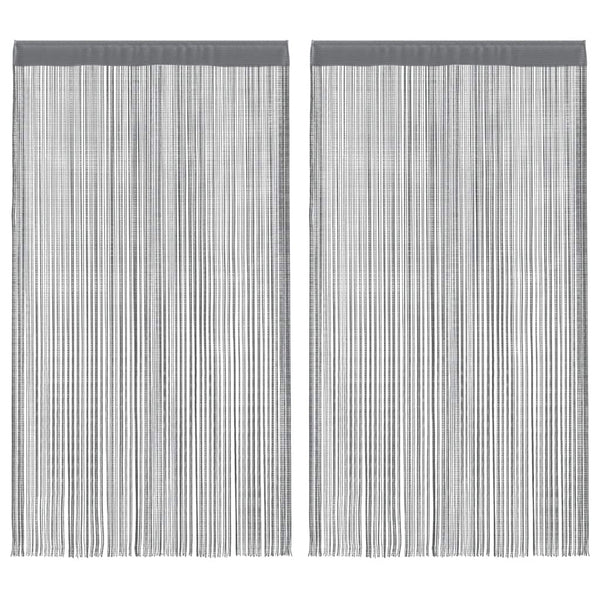 Anthrazitfarbene Fadenvorhänge Norwood 100x250cm (2 Stk.)