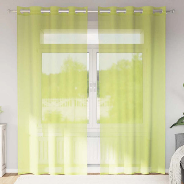 Omenanvihreä voileeverhot läpiviennillä Lopina 140x225cm (2 kpl)