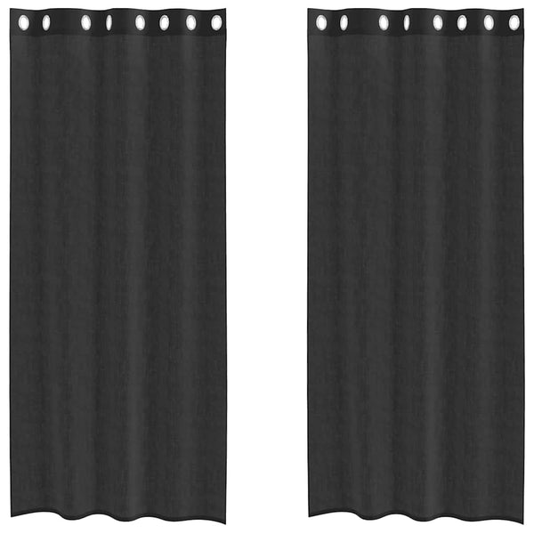 Musta voileeverhot läpiviennillä Lopina 140x225cm (2 kpl)
