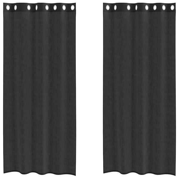 Schwarze Voile-Gardinen mit Ösen Lopina 140x245cm (2 Stück)