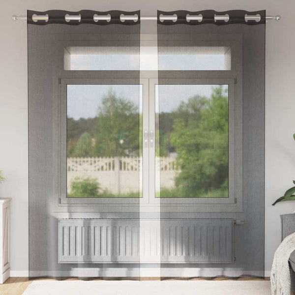 Schwarze Voile-Gardinen mit Ösen Lopina 140x245cm (2 Stück)