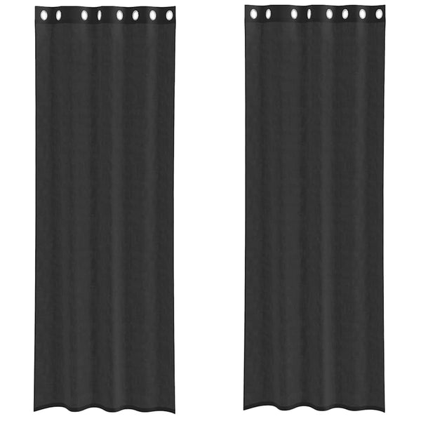 Musta voileeverhot läpiviennillä Lopina 140x300cm (2 kpl)