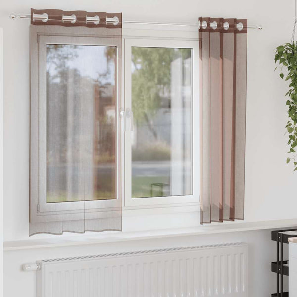 Ruskea voileeverhot läpiviennillä Lopina 140x175cm (2 kpl)