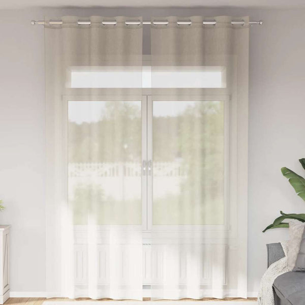 Creme-Voile-Vorhänge mit Schlaufen Lopina 140x260cm (2 Stück)