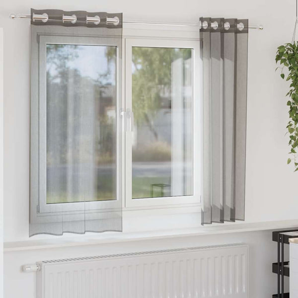 Tummanharmaa voileeverhot läpiviennillä Lopina 140x175cm (2 kpl)