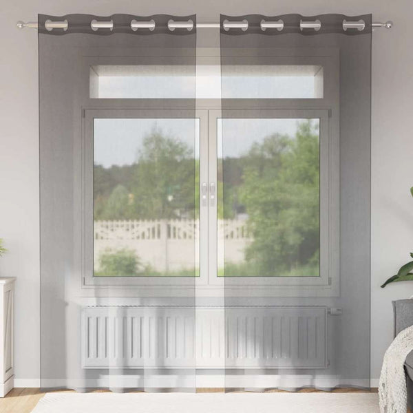 Dunkelgrauer Voile-Schal mit Ösen Lopina 140x245cm (2 St.)