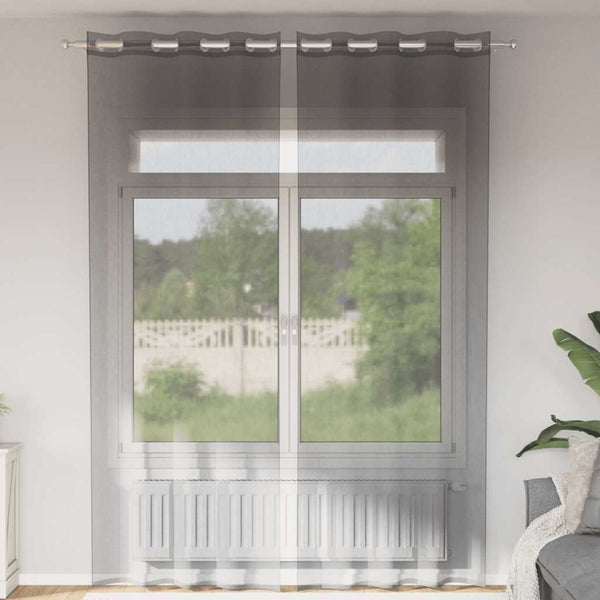 Dunkelgraue Voile-Vorhänge mit Ösen Lopina 140x300cm (2 Stk.)