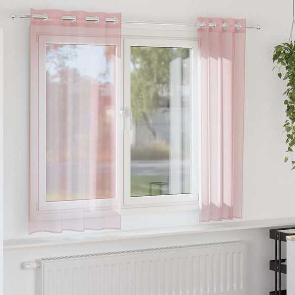 Vaaleanpunainen voileeverhot läpiviennillä Lopina 140x140cm (2 kpl)