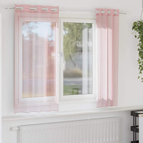 Vaaleanpunainen voileeverhot läpiviennillä Lopina 140x175cm (2 kpl)