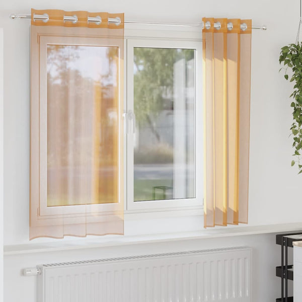 Oranger Voile-Vorhang mit Ösen Lopina 140x175cm (2 Stück)