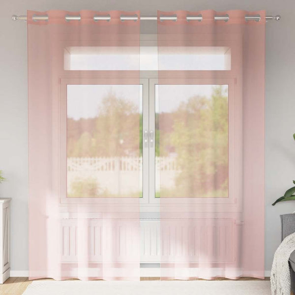Pinkki voileeverhot läpiviennillä Lopina 140x225cm (2 kpl)