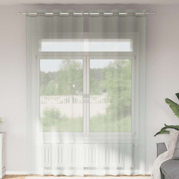 Hellgraue Voile-Vorhänge mit Ösen Lopina 140x260cm (2 Stück)