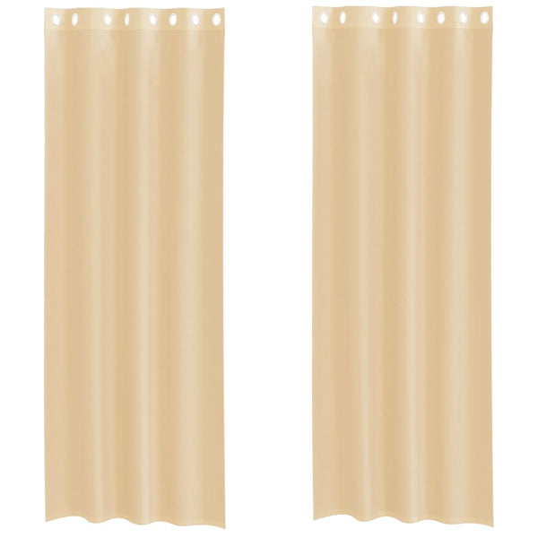 Voile-Ösenschals aus Leinenoptik in Sand (2 Stück)