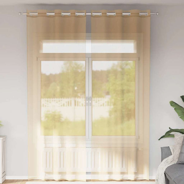 Voile-Ösenschals aus Leinenoptik in Sand (2 Stück)