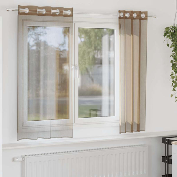 Voile-Gardinen mit Ösen, 2 Stück, hellbraunes Modell Lopina