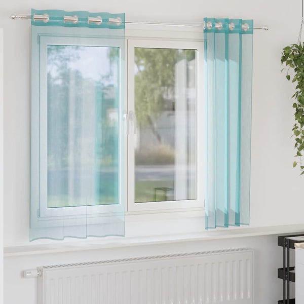 Zwei Ösenschals aus Voile, türkis