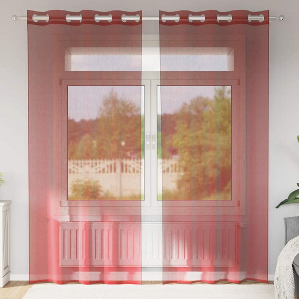 Voile-Gardinen mit Ösen, Modell Lopina, weinrot (2 Stück)