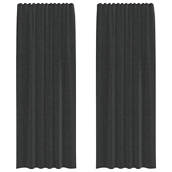 Lopina schwarze Voile-Vorhänge mit Stangentaschen (2 Stk.)