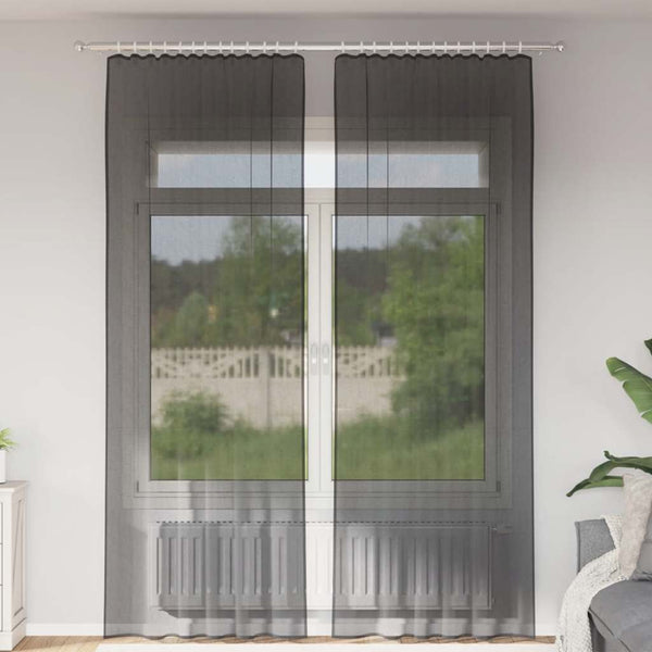 Lopina schwarze Voile-Vorhänge mit Stangentaschen (2 Stk.)