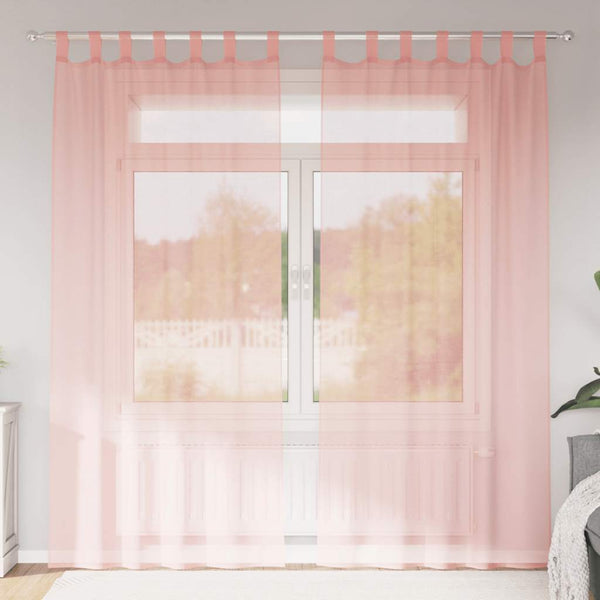 Rosa Voile-Vorhänge mit Stangendurchzug Lopina (2 Stück)