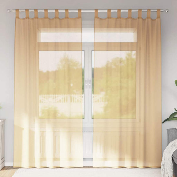 Tangotaschen-Voile-Vorhänge Lopina (2 Stück Sand)