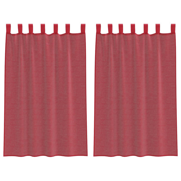 Modell Lopina, bordeauxfarbene Voile-Gardinen mit Stangendurchzug (2 Stück)