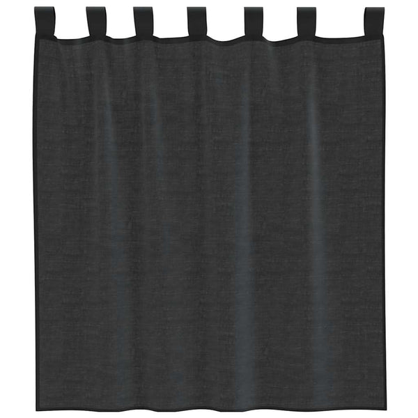 Schwarzer Lopina-Voile-Vorhang mit Schlaufen (2 Stück)