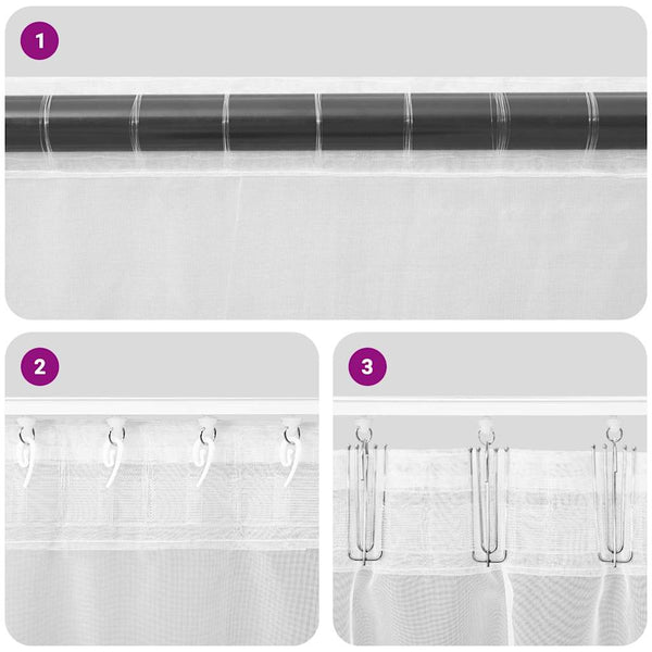 Voile-Scheibengardinen braun mit Schlaufenband Lopina (2 Stück)