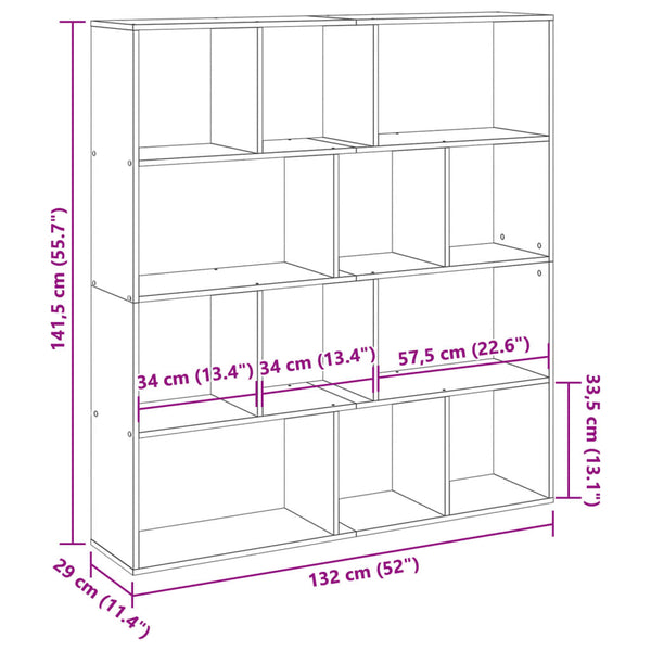 Weißes Bücherregal Norhan 132x29x141,5cm (Spanplatte)